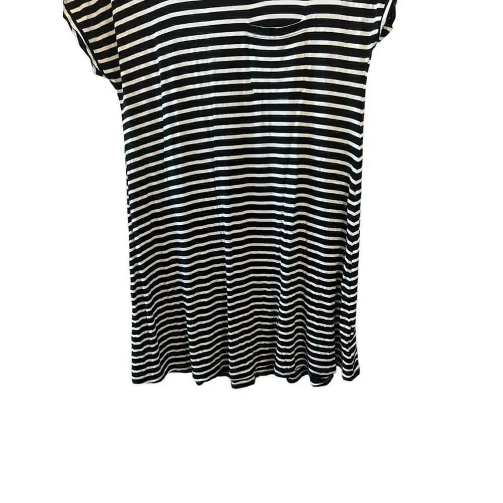 AMERICAN EAGLE Black & White Stripe Scoop Neck Short Sleeve Lightweight Dress XS - Picture 2 of 9